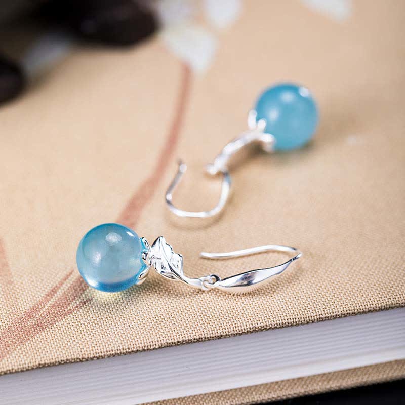 WORN WITHIN 925 Sterling Silver Natural Aquamarine Leaf Flower Peace Earrings Necklace