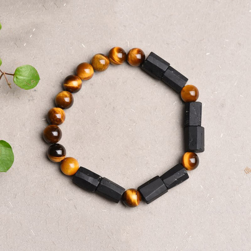 WORN WITHIN Natural Black Tourmaline Tiger Eye Positive Bracelet