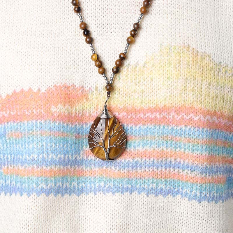 WORN WITHIN Natural Tiger Eye Strength Beaded Pendant Necklace