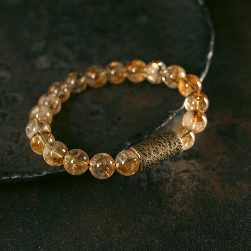 WORN WITHIN Natural Citrine Crystal Brass Bead Protection Bracelet