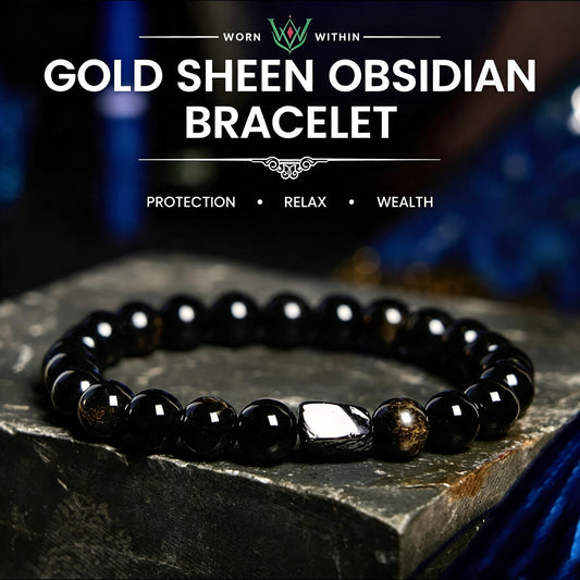 WORN WITHIN Gold Sheen Obsidian Black Tourmaline Wealth Bracelet