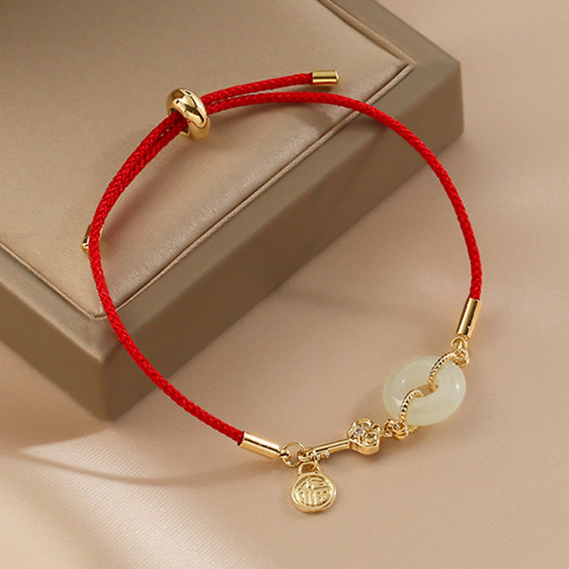 Hetian Jade Red String Bracelet