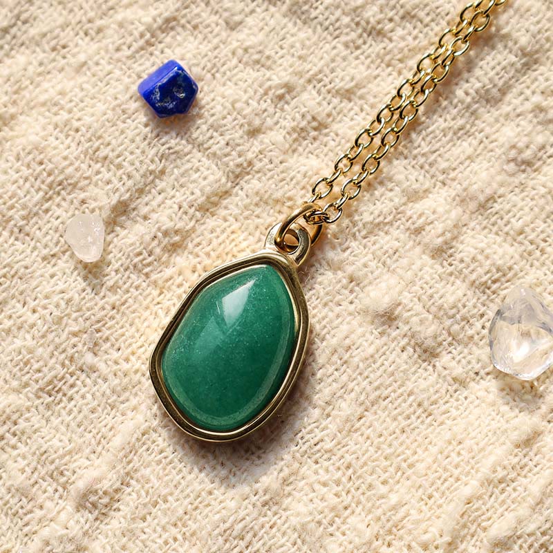 WORN WITHIN Natural Green Aventurine Amethyst Rose Quartz Blessing Necklace Pendant