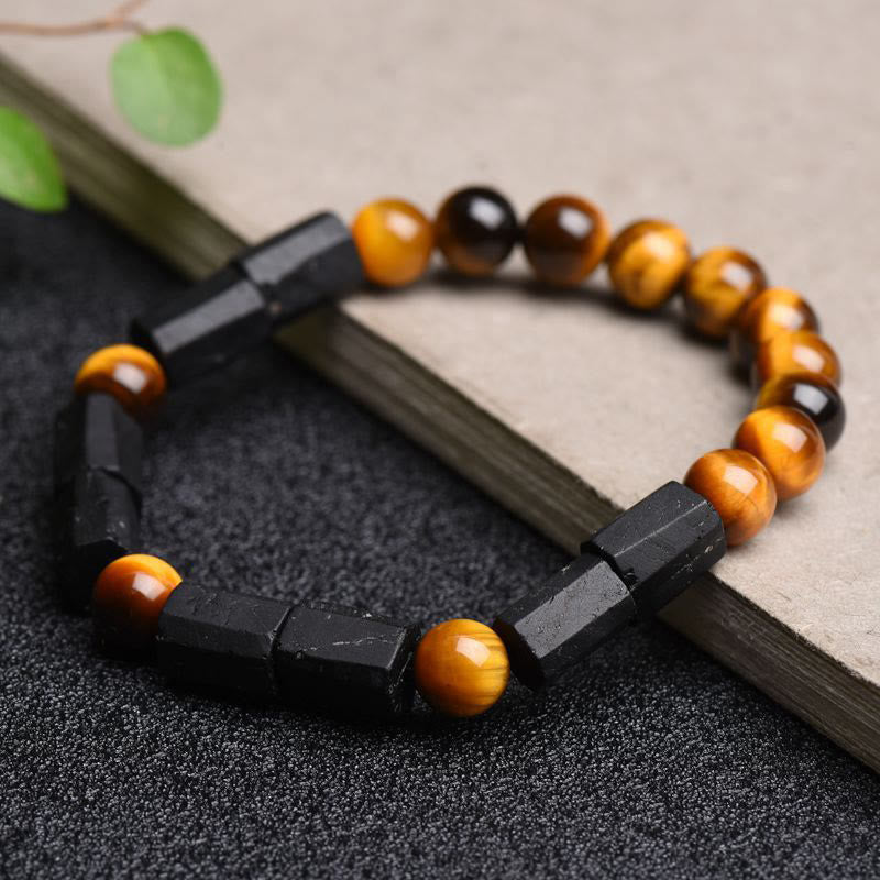 WORN WITHIN Natural Black Tourmaline Tiger Eye Positive Bracelet