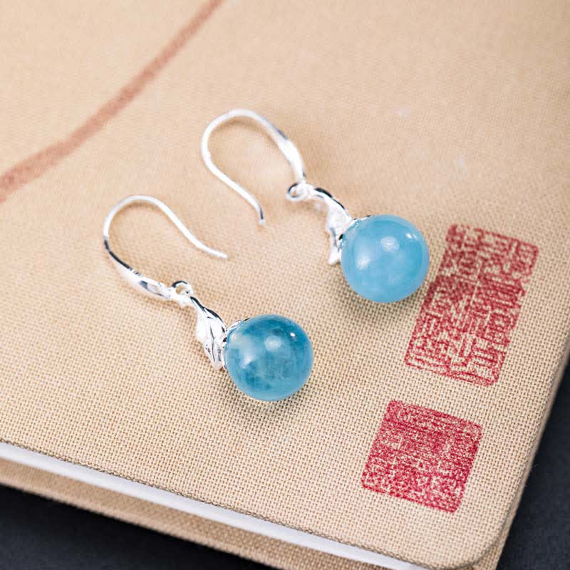 WORN WITHIN 925 Sterling Silver Natural Aquamarine Leaf Flower Peace Earrings Necklace