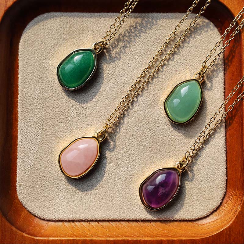 WORN WITHIN Natural Green Aventurine Amethyst Rose Quartz Blessing Necklace Pendant