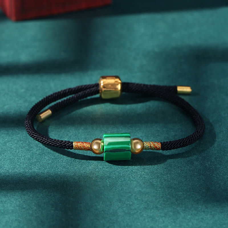 WORN WITHIN Tibet Handmade Green Aventurine Red Stone Malachite Luck Protection Braided Rope Bracelet