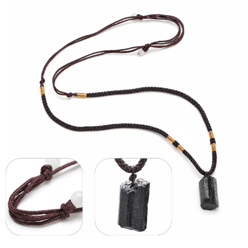 WORN WITHIN Natural Black Tourmaline Positive Rope Necklace Pendant
