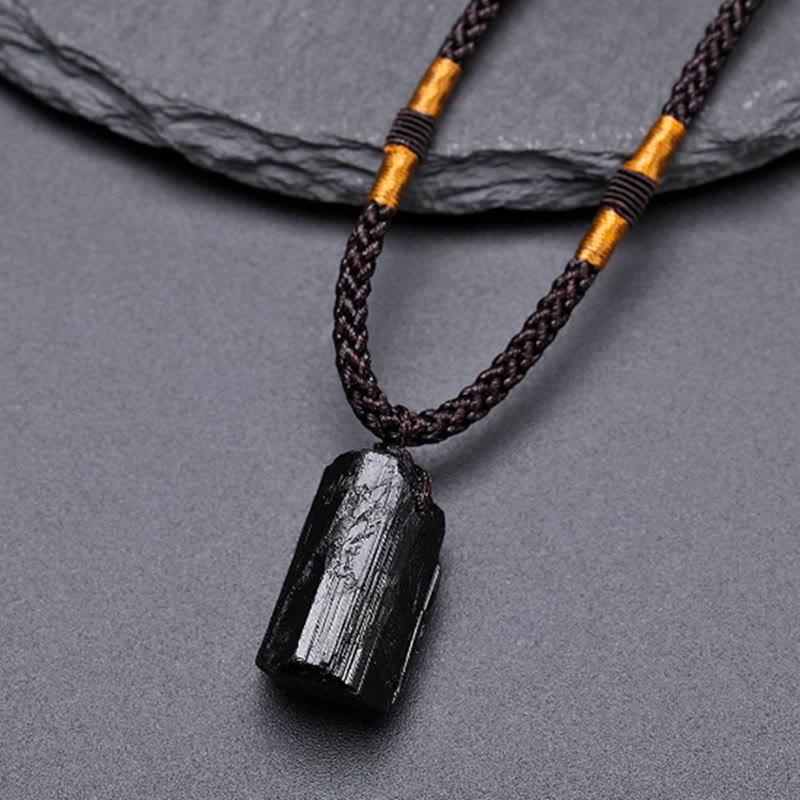 WORN WITHIN Natural Black Tourmaline Positive Rope Necklace Pendant