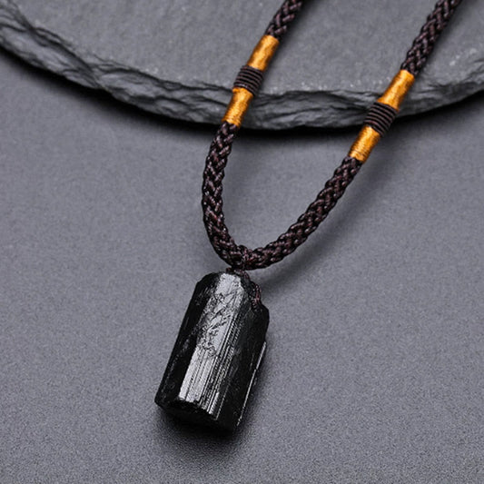 WORN WITHIN Natural Black Tourmaline Positive Rope Necklace Pendant