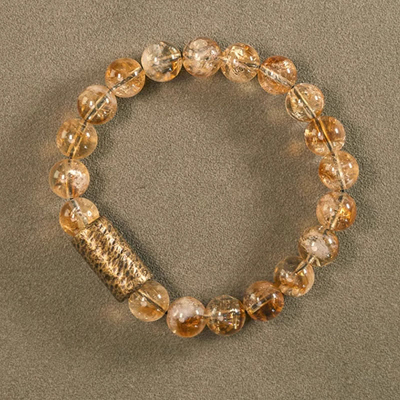 WORN WITHIN Natural Citrine Crystal Brass Bead Protection Bracelet