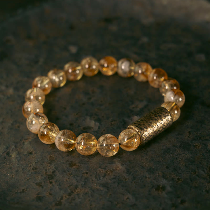 WORN WITHIN Natural Citrine Crystal Brass Bead Protection Bracelet