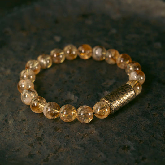 WORN WITHIN Natural Citrine Crystal Brass Bead Protection Bracelet
