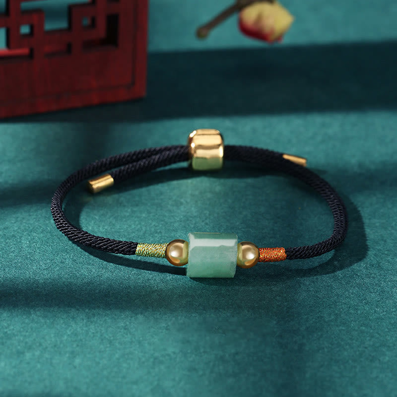 WORN WITHIN Tibet Handmade Green Aventurine Red Stone Malachite Luck Protection Braided Rope Bracelet