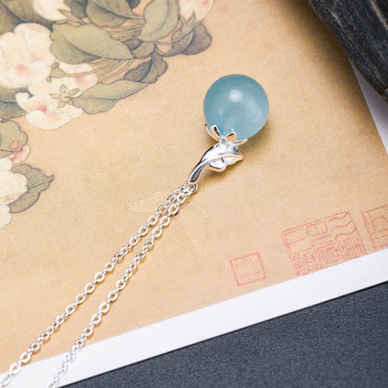 WORN WITHIN 925 Sterling Silver Natural Aquamarine Leaf Flower Peace Earrings Necklace