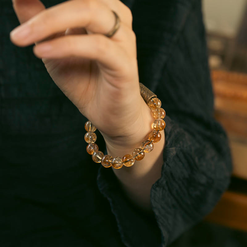 WORN WITHIN Natural Citrine Crystal Brass Bead Protection Bracelet