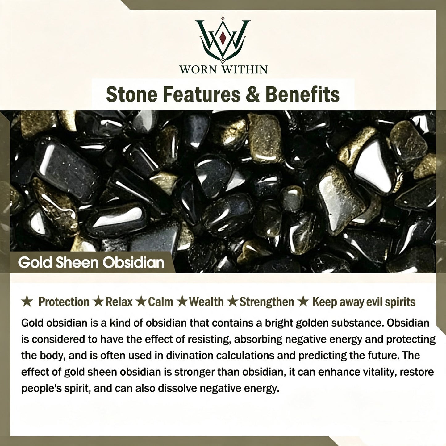 Gold Sheen Obsidian Pendant Necklace