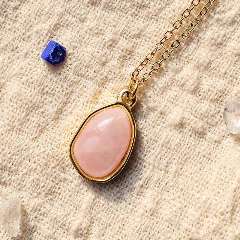 WORN WITHIN Natural Green Aventurine Amethyst Rose Quartz Blessing Necklace Pendant