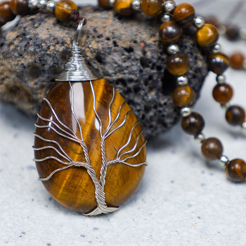 WORN WITHIN Natural Tiger Eye Strength Beaded Pendant Necklace