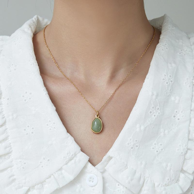 WORN WITHIN Natural Green Aventurine Amethyst Rose Quartz Blessing Necklace Pendant