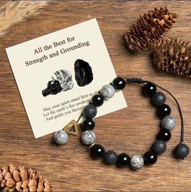 Black Obsidian Lava Rock Bracelet