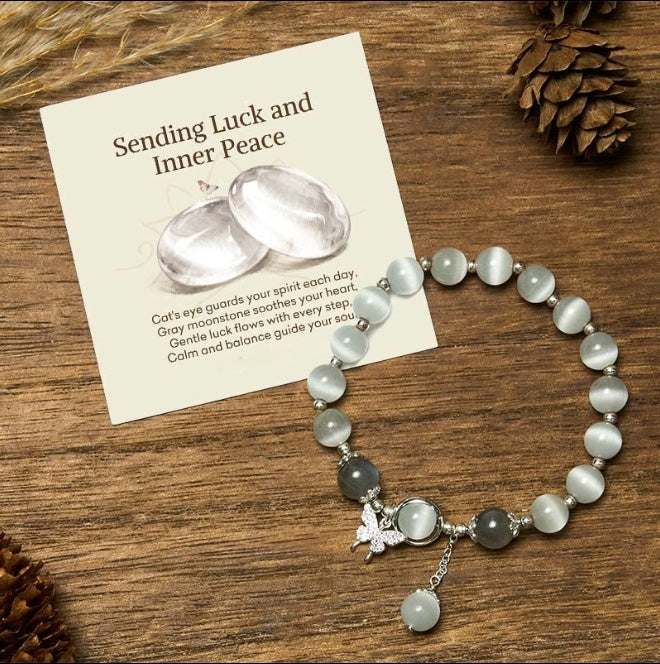 Cat's Eye Moonstone Butterfly Bracelet
