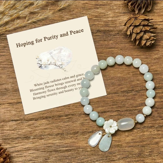 White Jade Bead Bracelet