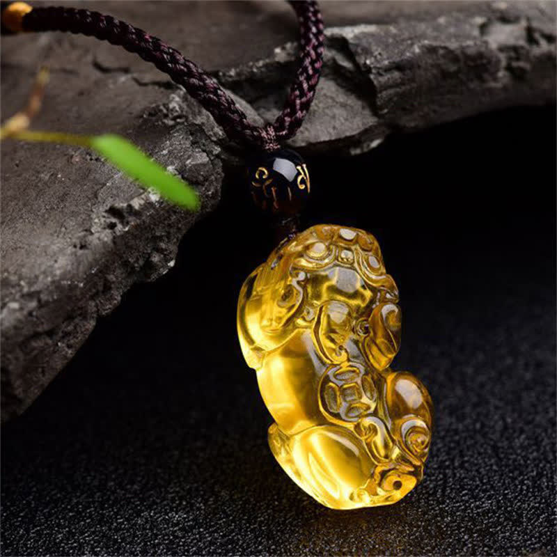 WORN WITHIN FengShui Citrine PiXiu Wealth Necklace Pendant