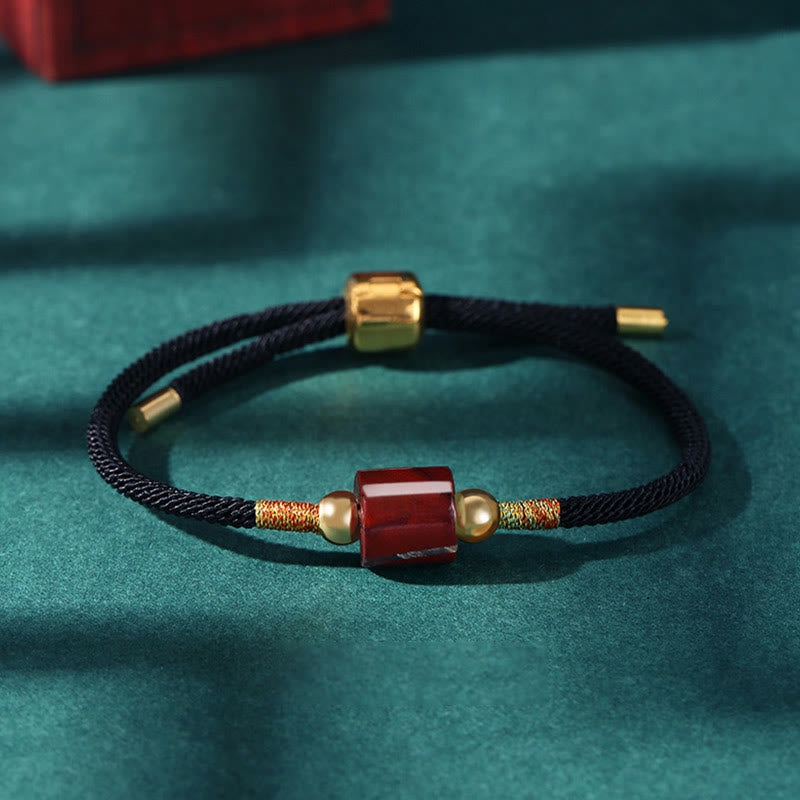 WORN WITHIN Tibet Handmade Green Aventurine Red Stone Malachite Luck Protection Braided Rope Bracelet