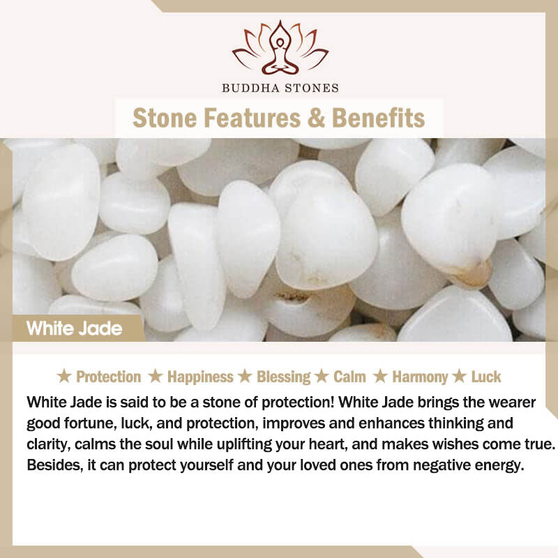 Buddha Stones "Hoping for Purity and Peace"Natural White Jade Bracelet Includes Gift Message Card