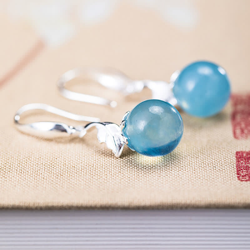 WORN WITHIN 925 Sterling Silver Natural Aquamarine Leaf Flower Peace Earrings Necklace