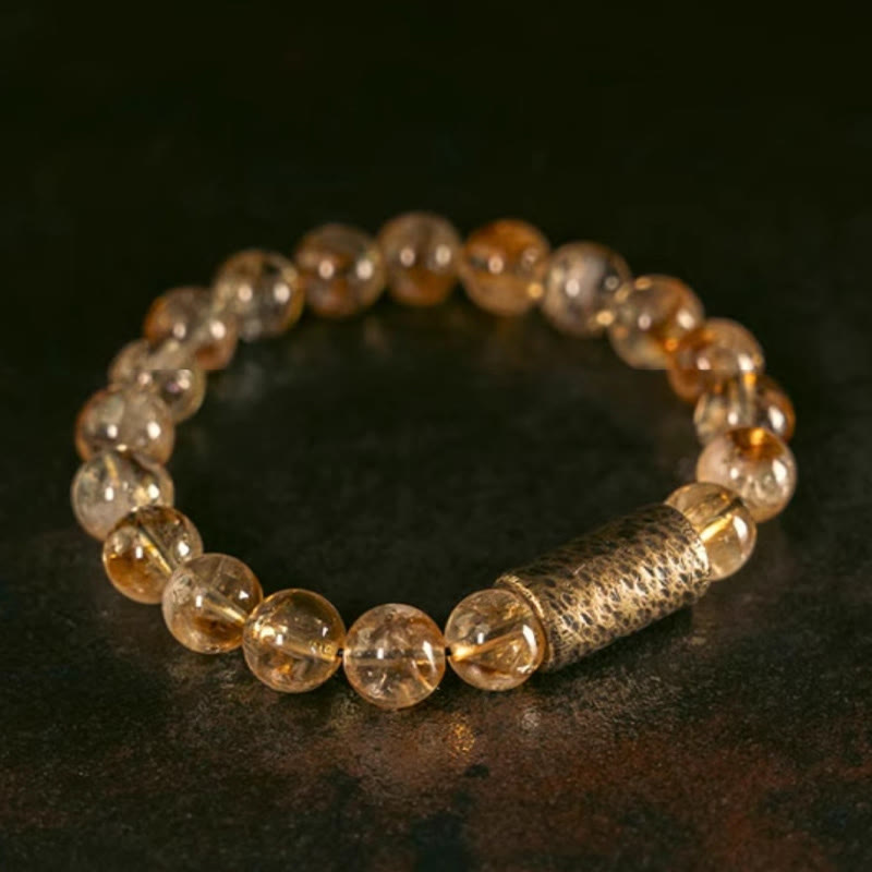 WORN WITHIN Natural Citrine Crystal Brass Bead Protection Bracelet