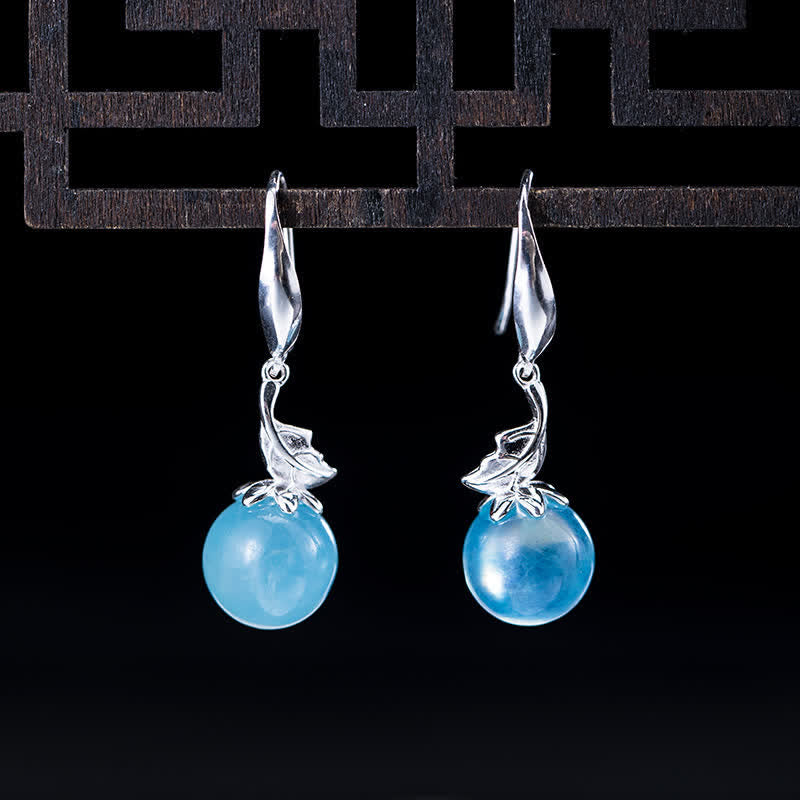 WORN WITHIN 925 Sterling Silver Natural Aquamarine Leaf Flower Peace Earrings Necklace
