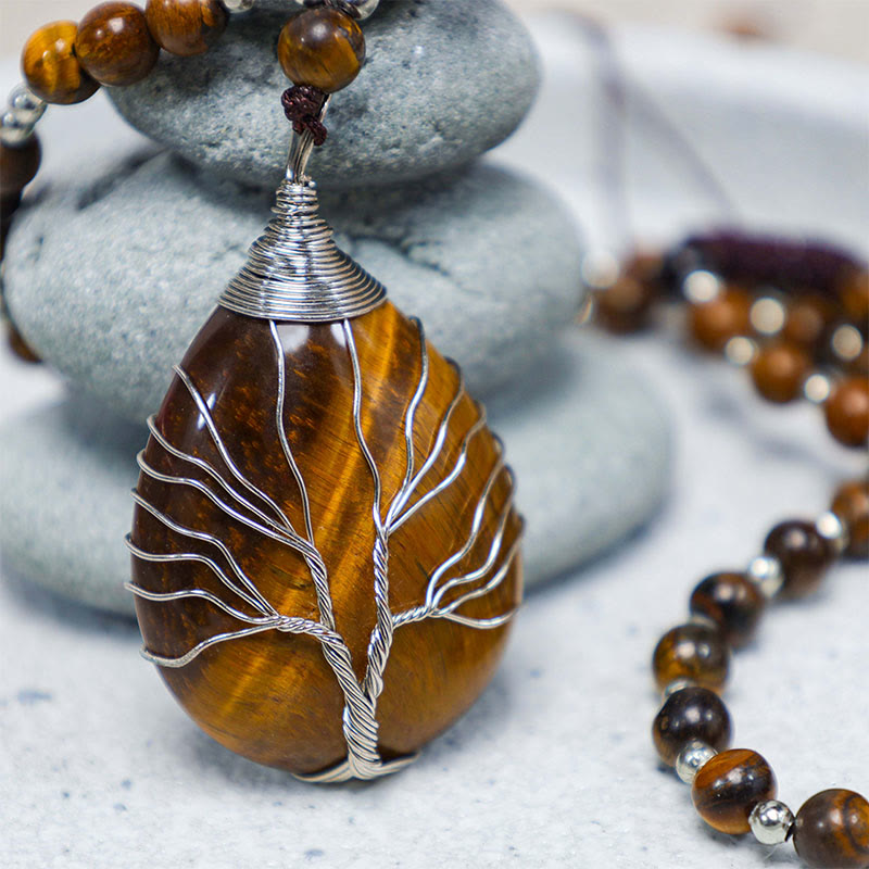 WORN WITHIN Natural Tiger Eye Strength Beaded Pendant Necklace