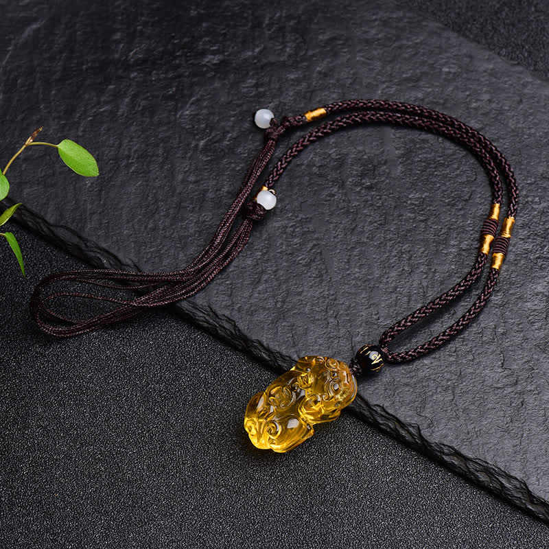 WORN WITHIN FengShui Citrine PiXiu Wealth Necklace Pendant