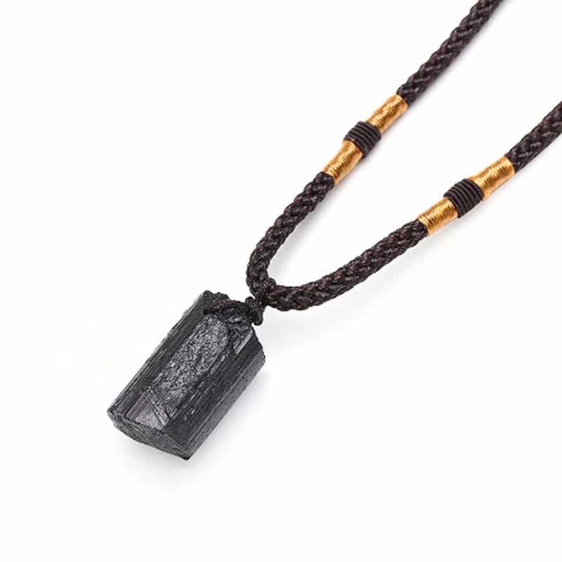 WORN WITHIN Natural Black Tourmaline Positive Rope Necklace Pendant