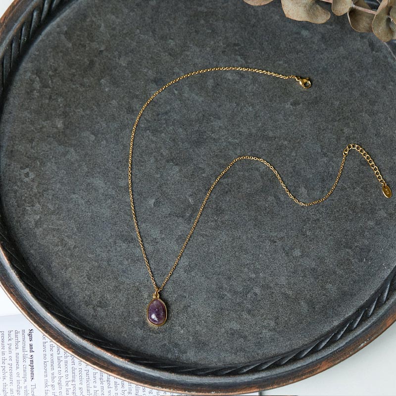 WORN WITHIN Natural Green Aventurine Amethyst Rose Quartz Blessing Necklace Pendant