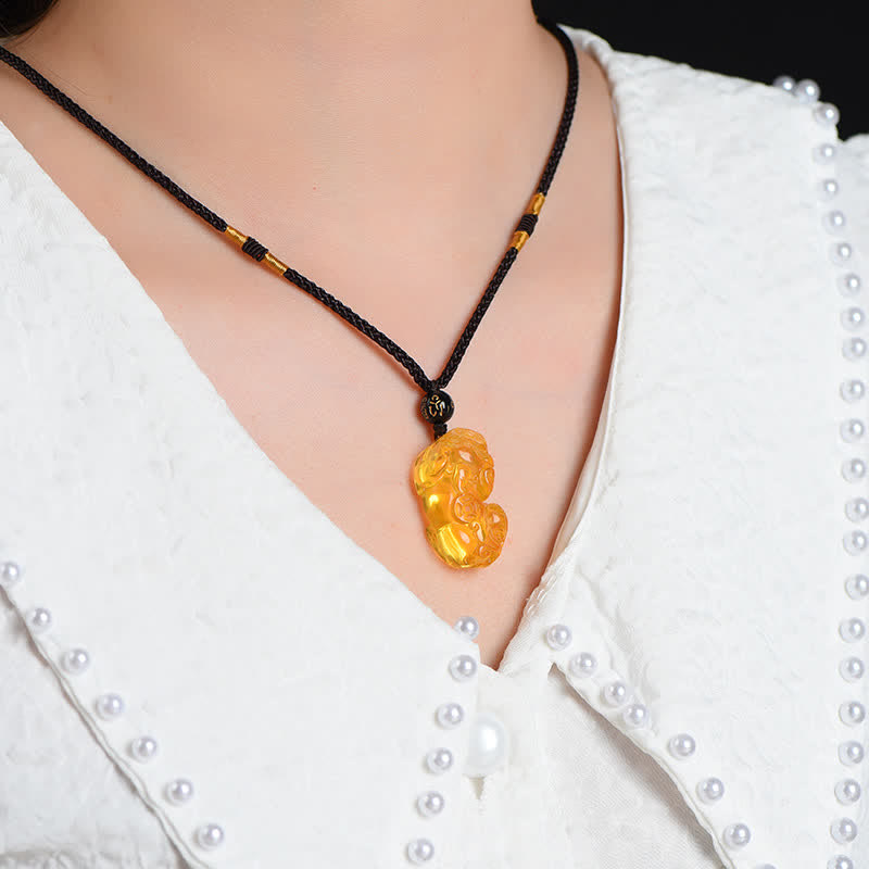 WORN WITHIN FengShui Citrine PiXiu Wealth Necklace Pendant