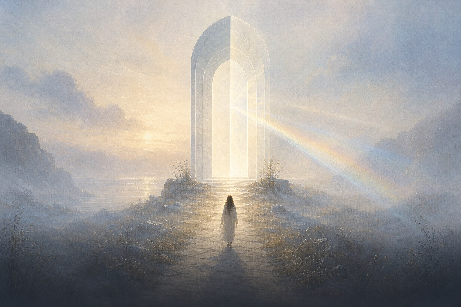 A luminous doorway representing clarity and alignment